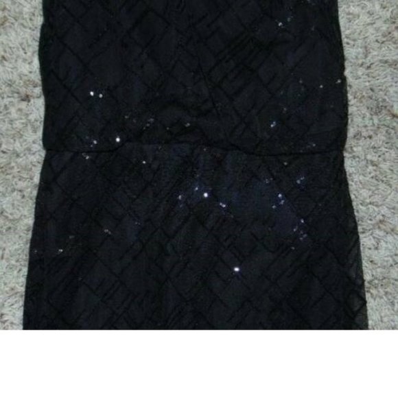 Womens Formal Dress Maxi Chaps Black 2 Chiffon Sequined Spaghetti Strap Party - Picture 8 of 8